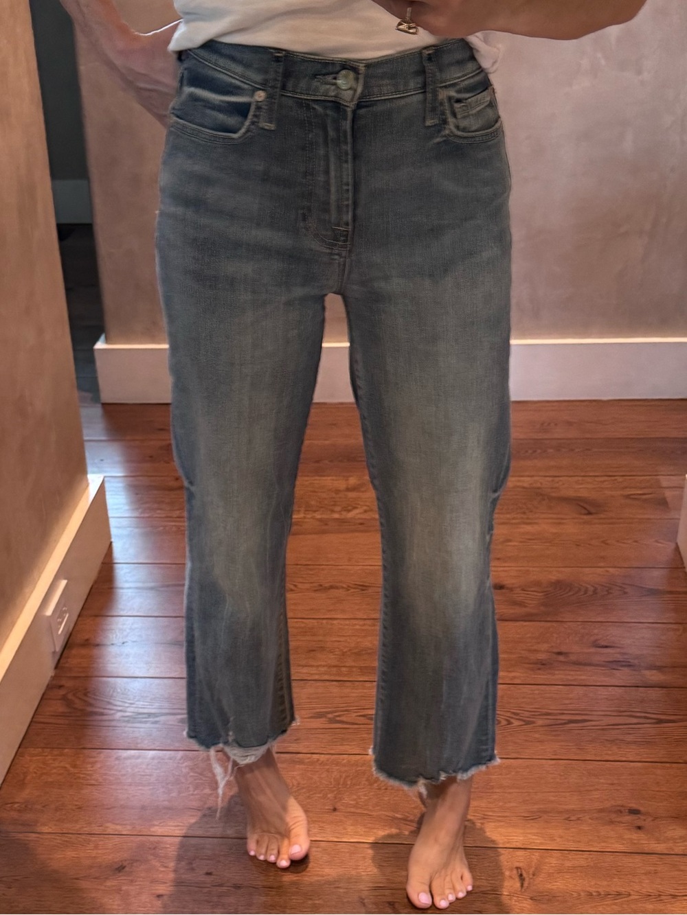 Seven “Cropped Alexa” Raw-Hem Jeans - Light Blue